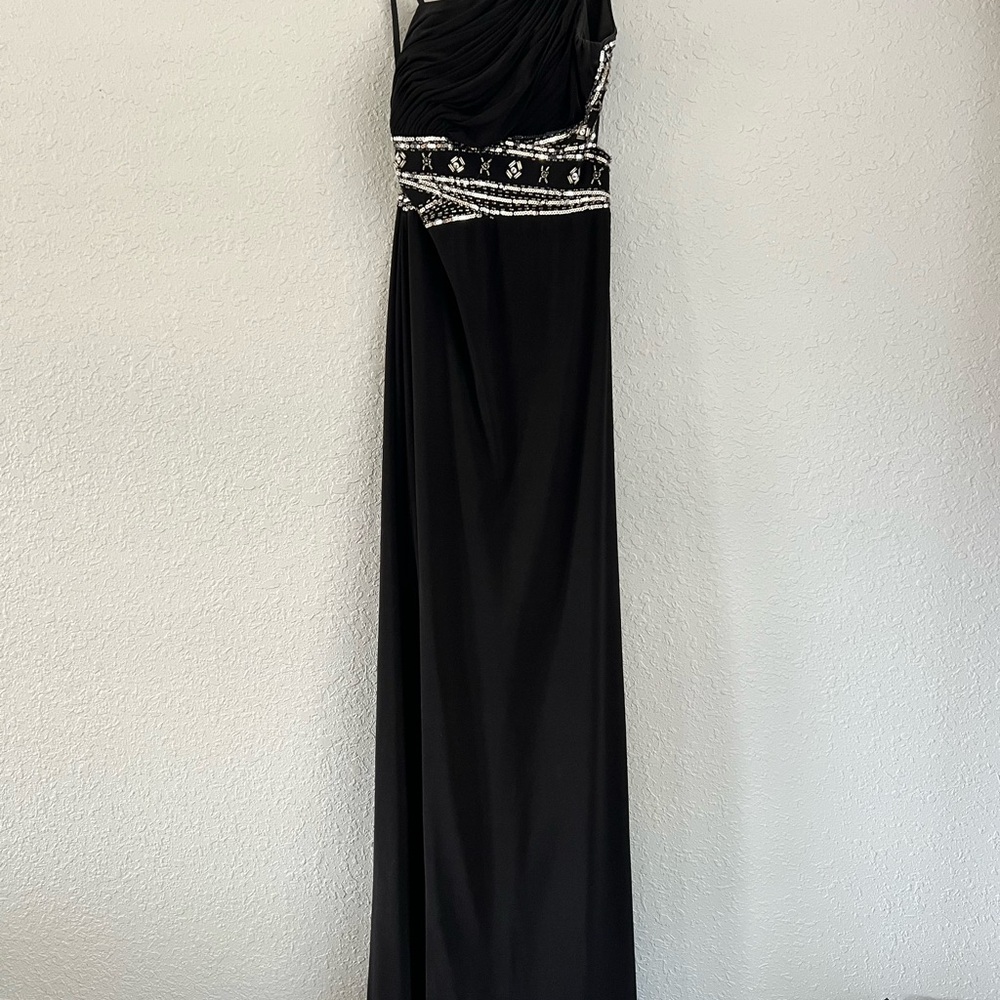 Hailey Logan Black Maxi Dress with Silver Beading